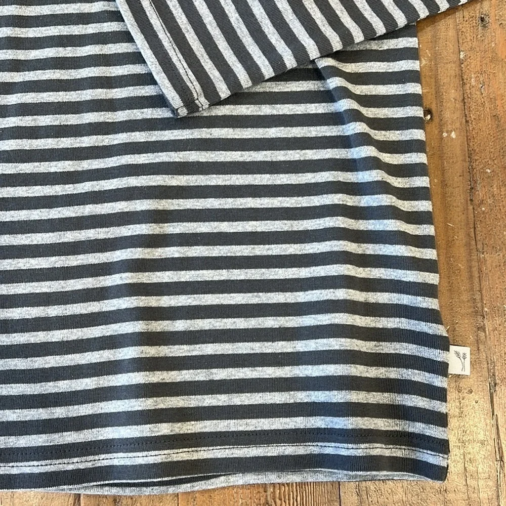 Wheat organic cotton gray striped long sleeve shirt nwt